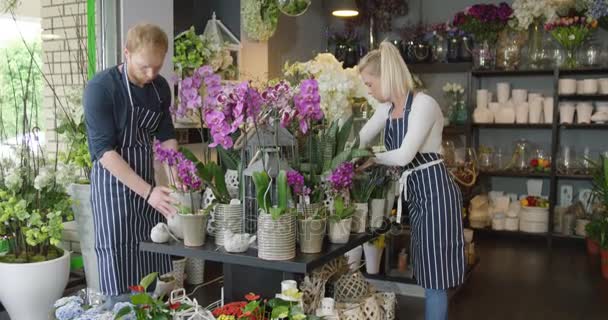 Mensen die werkzaam zijn in de winkel — Stockvideo