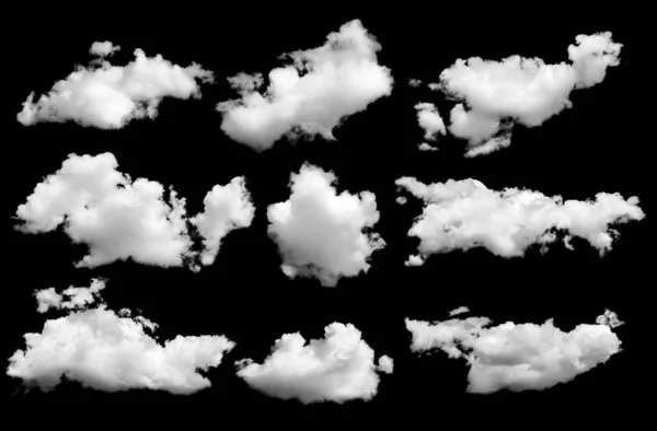 Set Isolated Clouds Black Design Elements — Stock Photo, Image