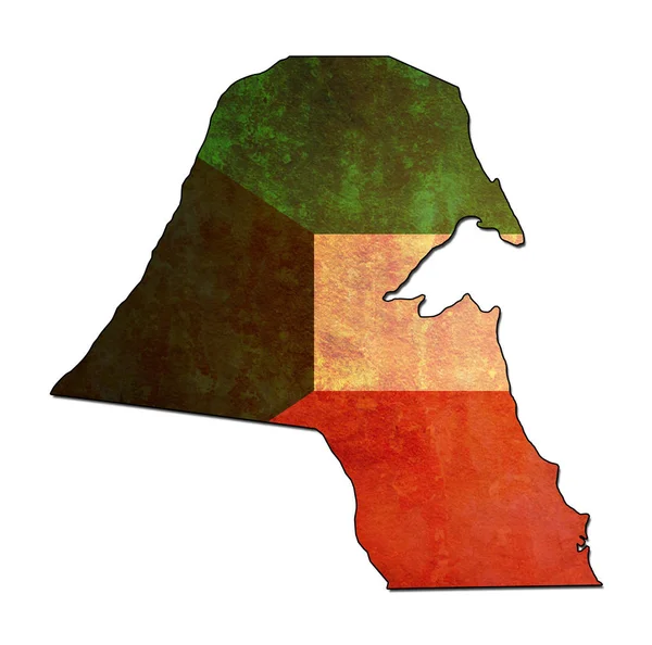Koeweit grondgebied met vlag — Stockfoto