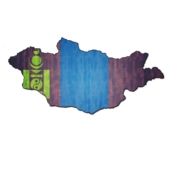 Mongolia territoire avec drapeau — Photo