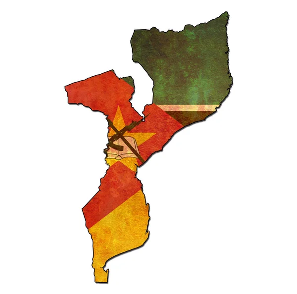 Mozambique grondgebied met vlag — Stockfoto