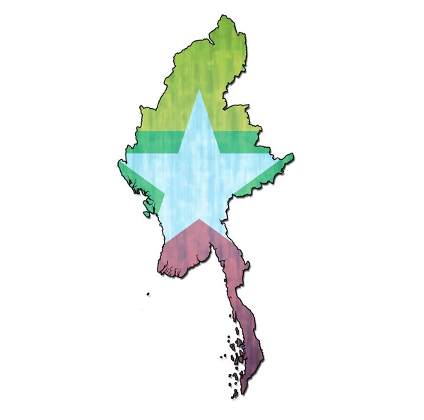 Myanmar territorium med flagga — Stockfoto