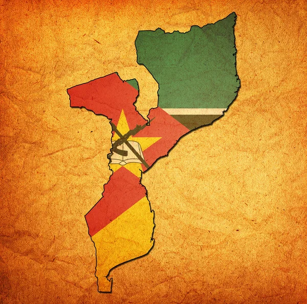 Território moçambique com bandeira — Fotografia de Stock