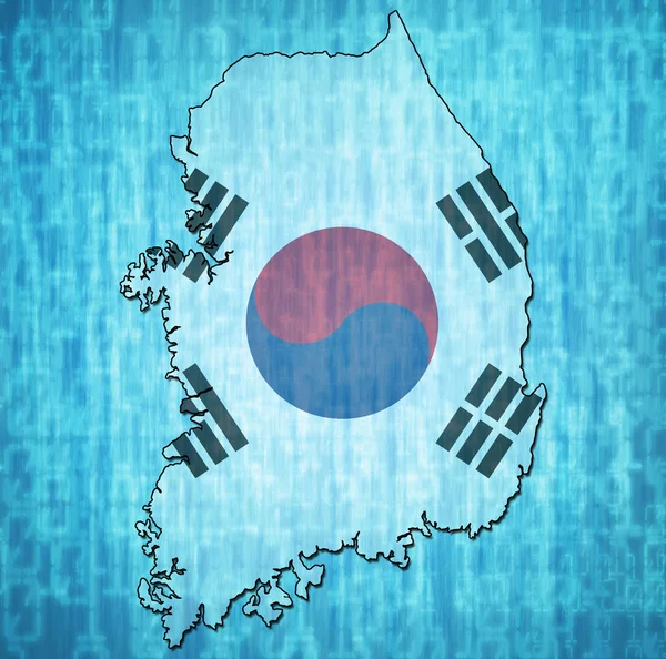 Coréia do Sul território com bandeira — Fotografia de Stock