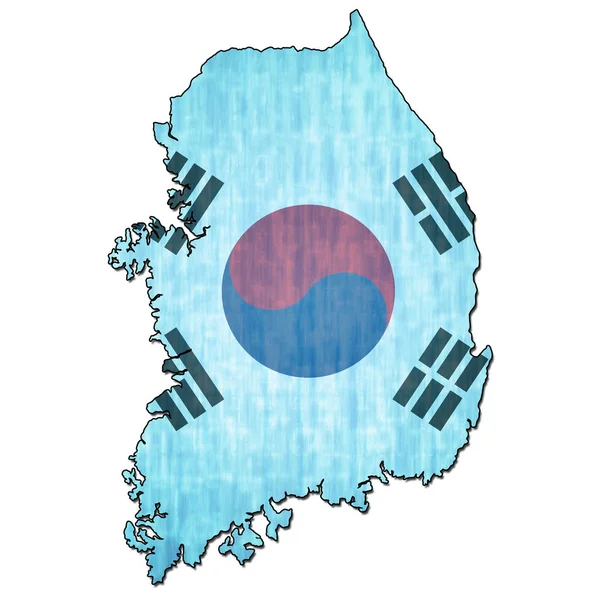 Coréia do Sul território com bandeira — Fotografia de Stock