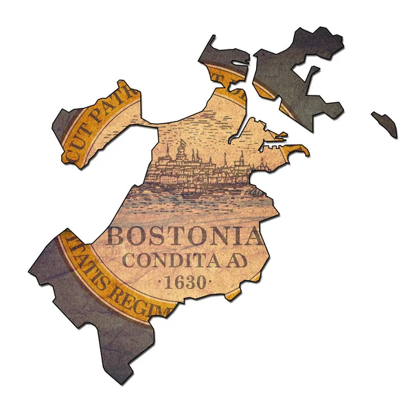 Ciudad de boston territorio con bandera —  Fotos de Stock
