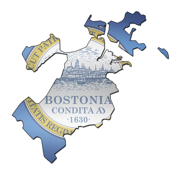 Ciudad de boston territorio con bandera —  Fotos de Stock