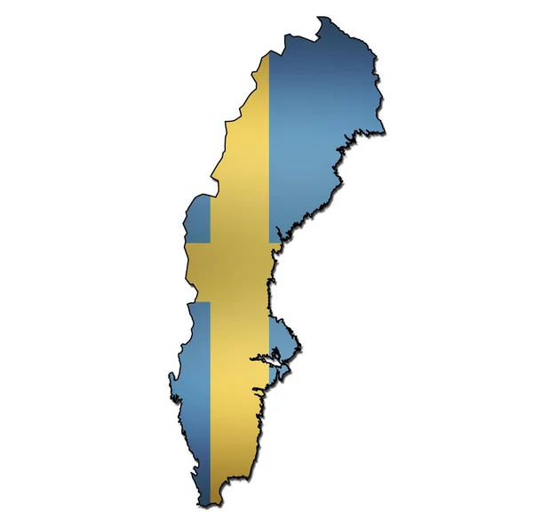 Sverige territorium med flagga — Stockfoto