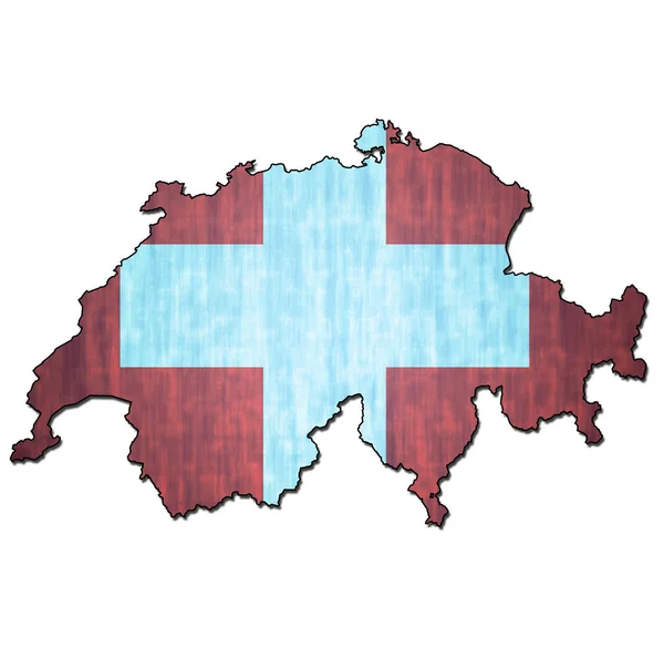 Zwitserland grondgebied met vlag — Stockfoto