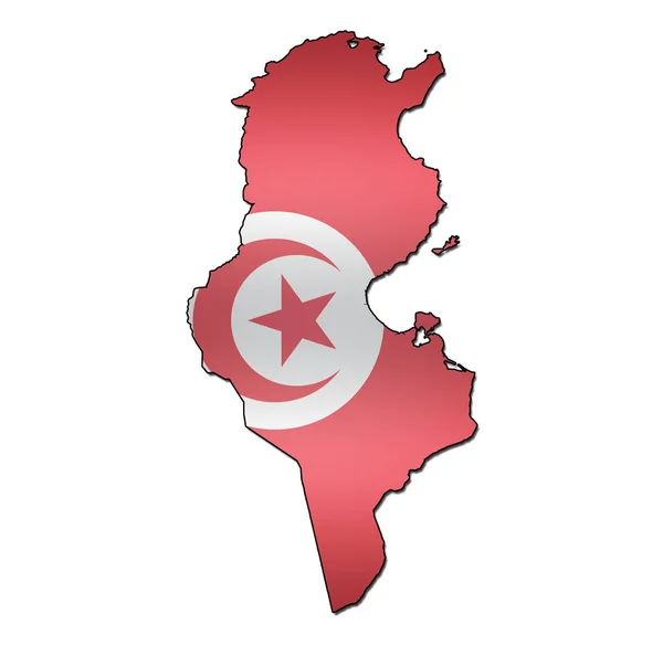 Tunisko území s vlajkou — Stock fotografie