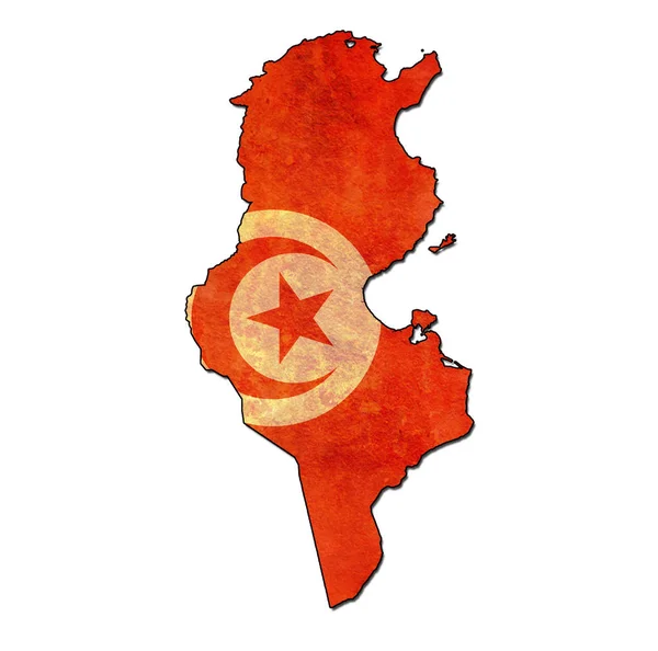 Territoire de la Tunisie avec drapeau — Photo