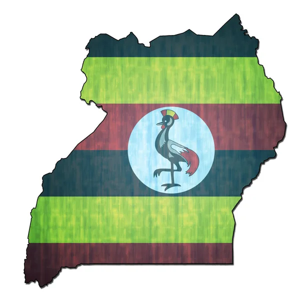 Ουγκάντα έδαφος με σημαία — Φωτογραφία Αρχείου