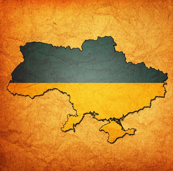 Území Ukrajiny s vlajkou — Stock fotografie