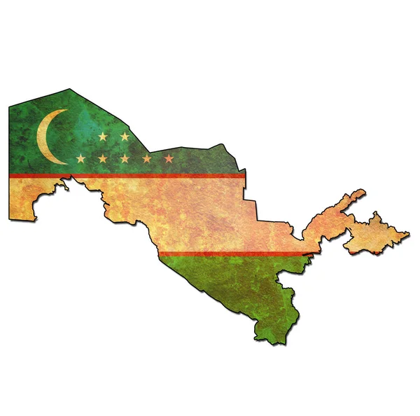 Uzbekistan territorium med flagga — Stockfoto