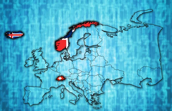 匹配的欧洲自由贸易协会电子地图 — 图库照片