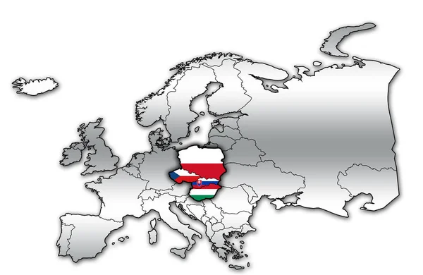 Mapa del grupo visegrad — Foto de Stock