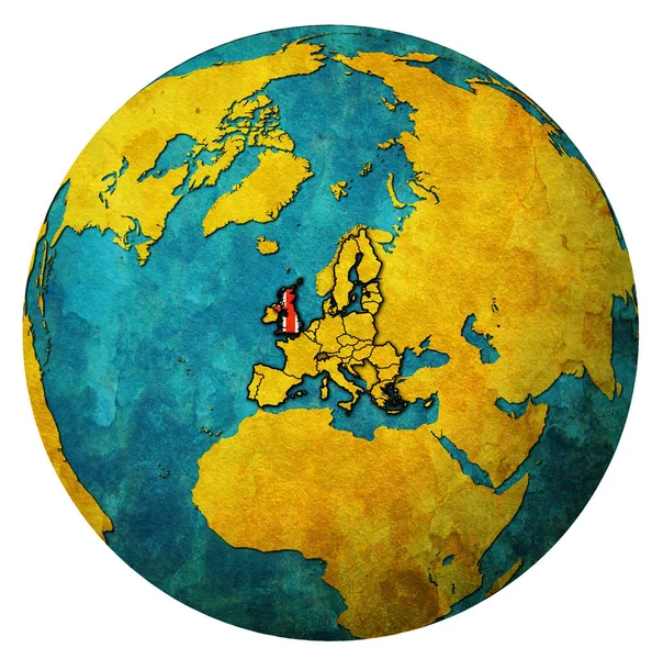 United kingdom territory with flag over globe map — Stock Photo, Image