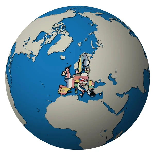 Territorio della repubblica ceca con bandiera sulla mappa del globo — Foto Stock