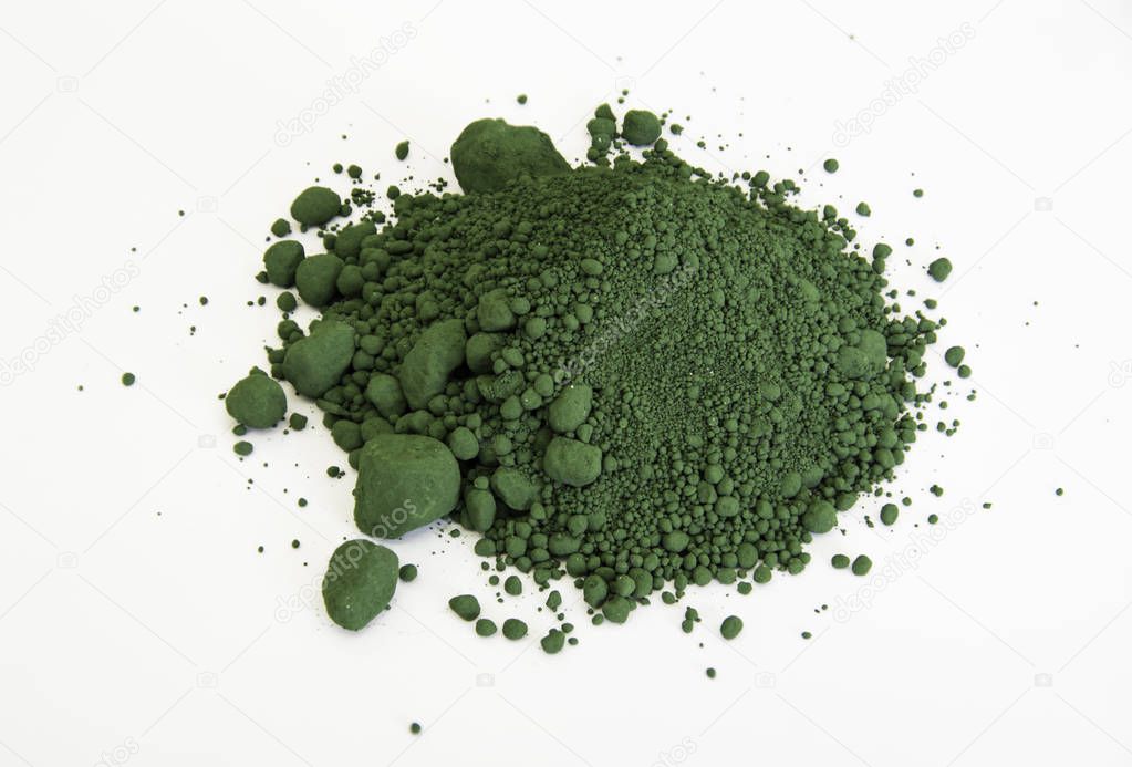 green pigment isolated over white