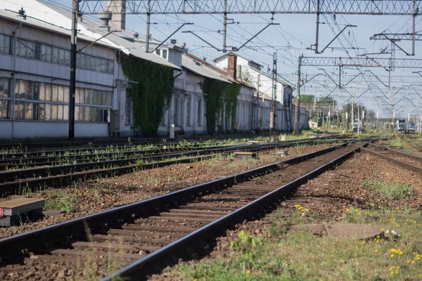 Stål järnvägsspåren — Stockfoto