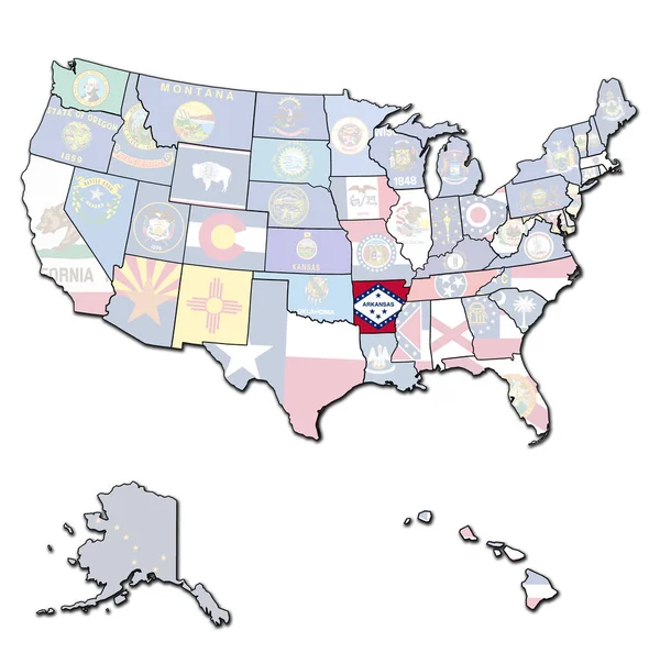 Arkansas op kaart van de v.s. — Stockfoto