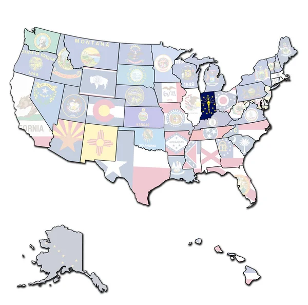 Indiana on map of usa — Stock Photo, Image