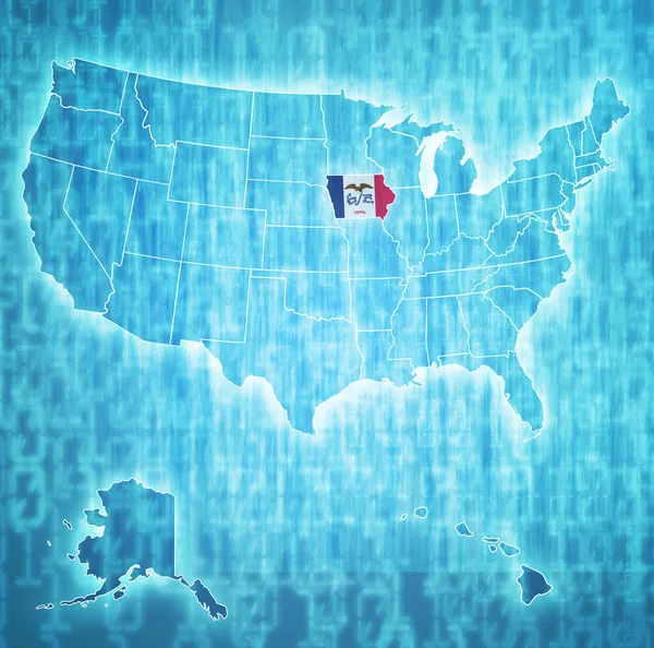 Iowa on map of usa — Stock Photo, Image