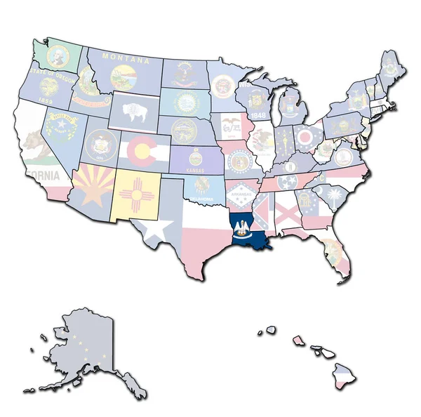 Louisiana op kaart van de v.s. — Stockfoto