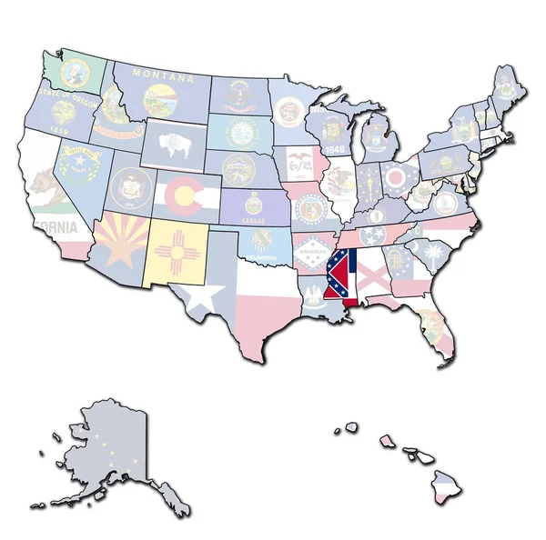미국 지도에 미시시피 — 스톡 사진