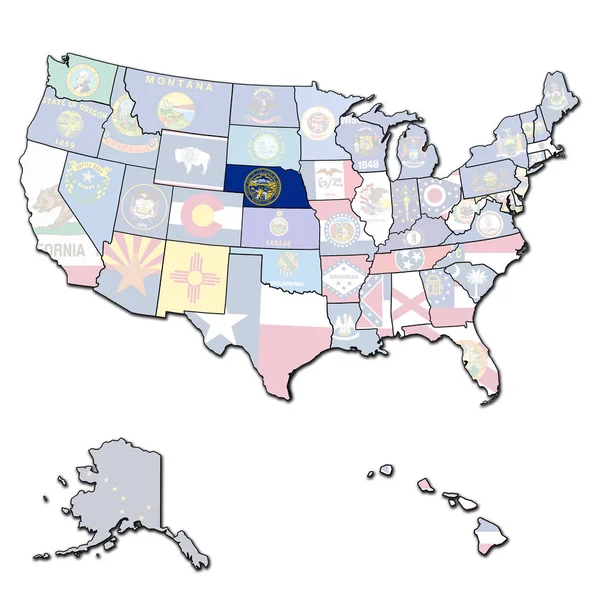 Nebraska on map of usa — Stock Photo, Image