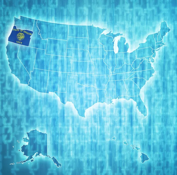Oregon på karta över usa — Stockfoto