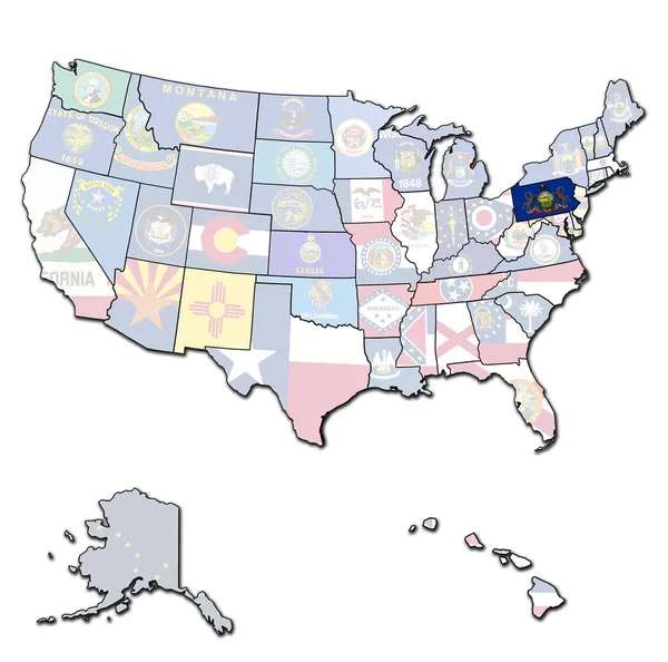 Pennsylvania on map of usa — Stock Photo, Image