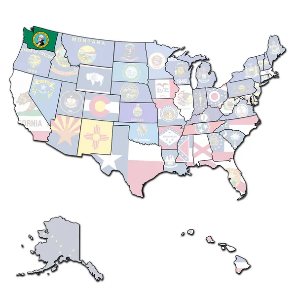 Washington no mapa de eua — Fotografia de Stock