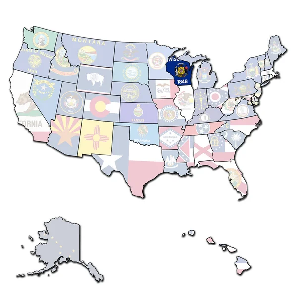 Wisconsin op kaart van de v.s. — Stockfoto