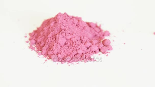 Pink Pigment Isolated White Spinning — Stock Video