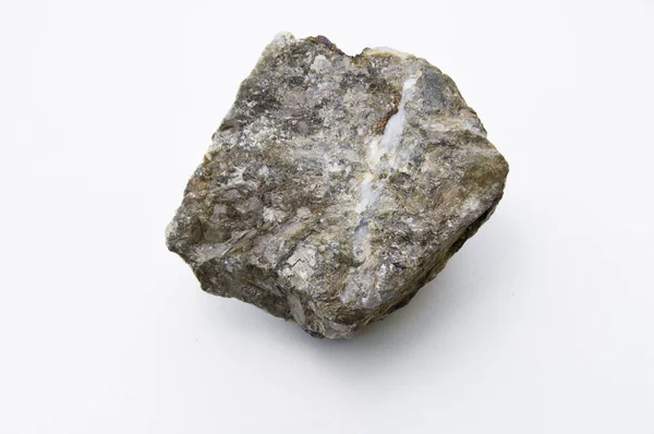 Estremo Primo Piano Minerale Calcopirite Isolato Sfondo Bianco — Foto Stock