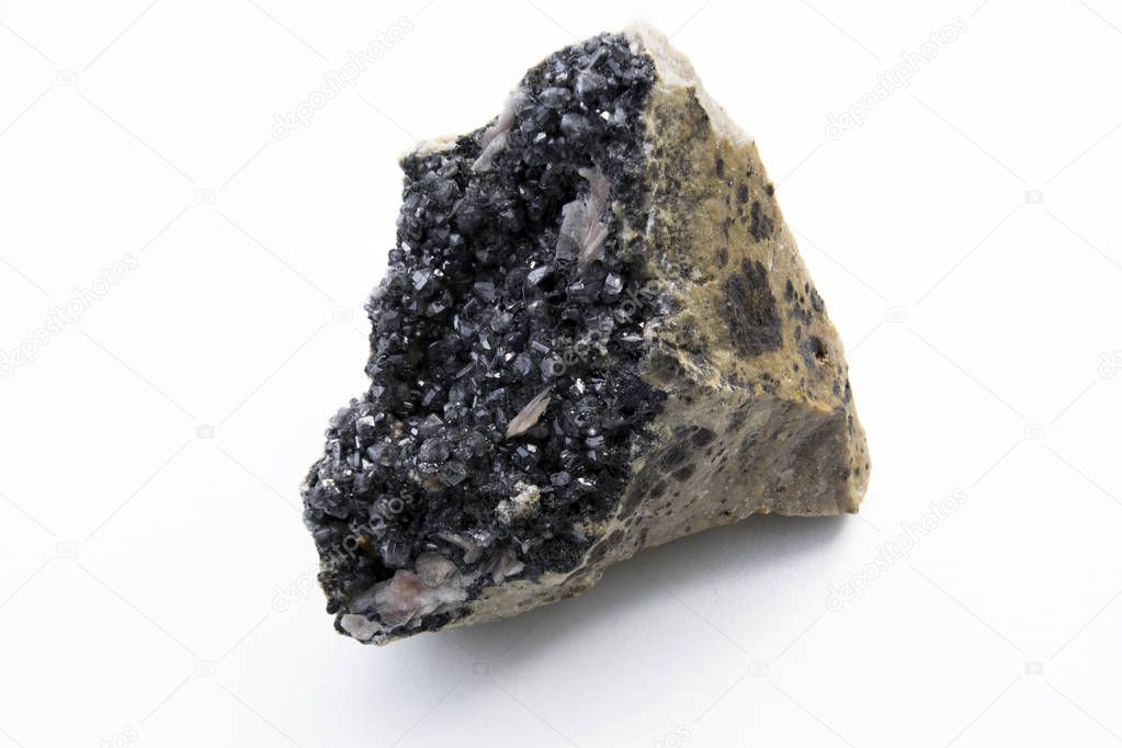 lead carbonate mineral isolated over white