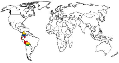 Dünya Haritası topraklarında Andean topluluğu