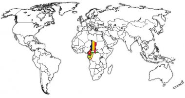 Orta Afrika Cfa Frangı topraklarında Dünya Haritası