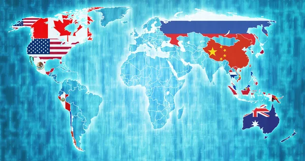 Asia-Pacific Economic Cooperation territory on world map — Stock Photo, Image