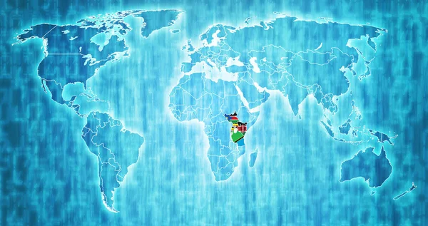 Comunidad del África Oriental en el mapa del mundo —  Fotos de Stock