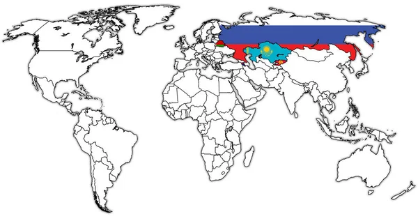 Eurásia Território da União Económica no mapa do mundo — Fotografia de Stock