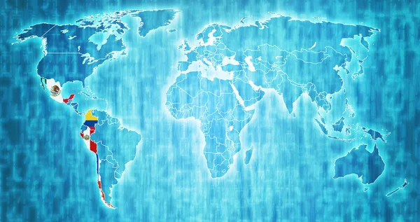 Alianza del Pacífico en el mapa mundial — Foto de Stock