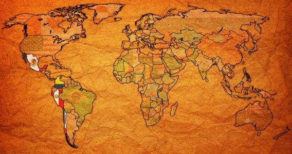 Tichomořské Aliance území na mapě světa — Stock fotografie