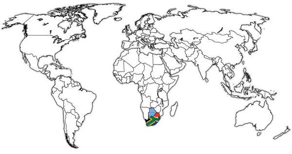 Le territoire de l'Union douanière d'Afrique australe sur la carte du monde — Photo