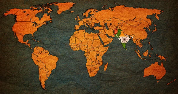 세계 지도에 남아시아 자유 무역 지역 영토 — 스톡 사진