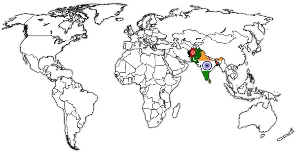 Territoire de la zone de libre-échange d'Asie du Sud sur la carte mondiale — Photo