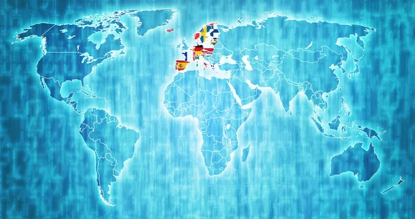 Schengenský prostor území na mapě světa — Stock fotografie