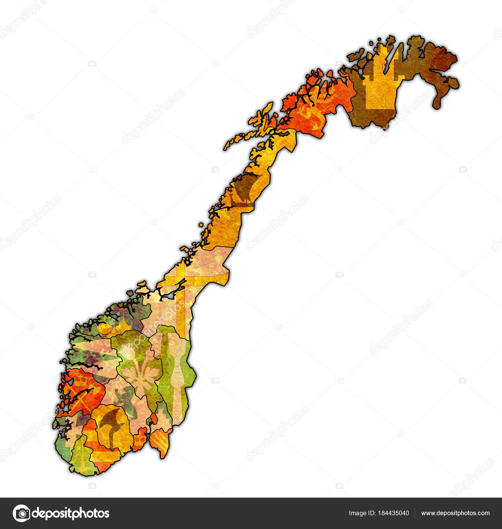 Regions on administration map of norway — Stock Photo © michal812