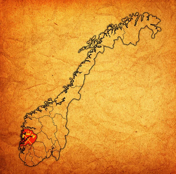 W regionie Hordaland na administracji mapy Norwegii — Zdjęcie stockowe